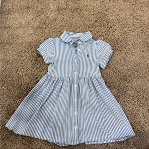 Polo by Ralph Lauren Blue and White Striped Kids Dress